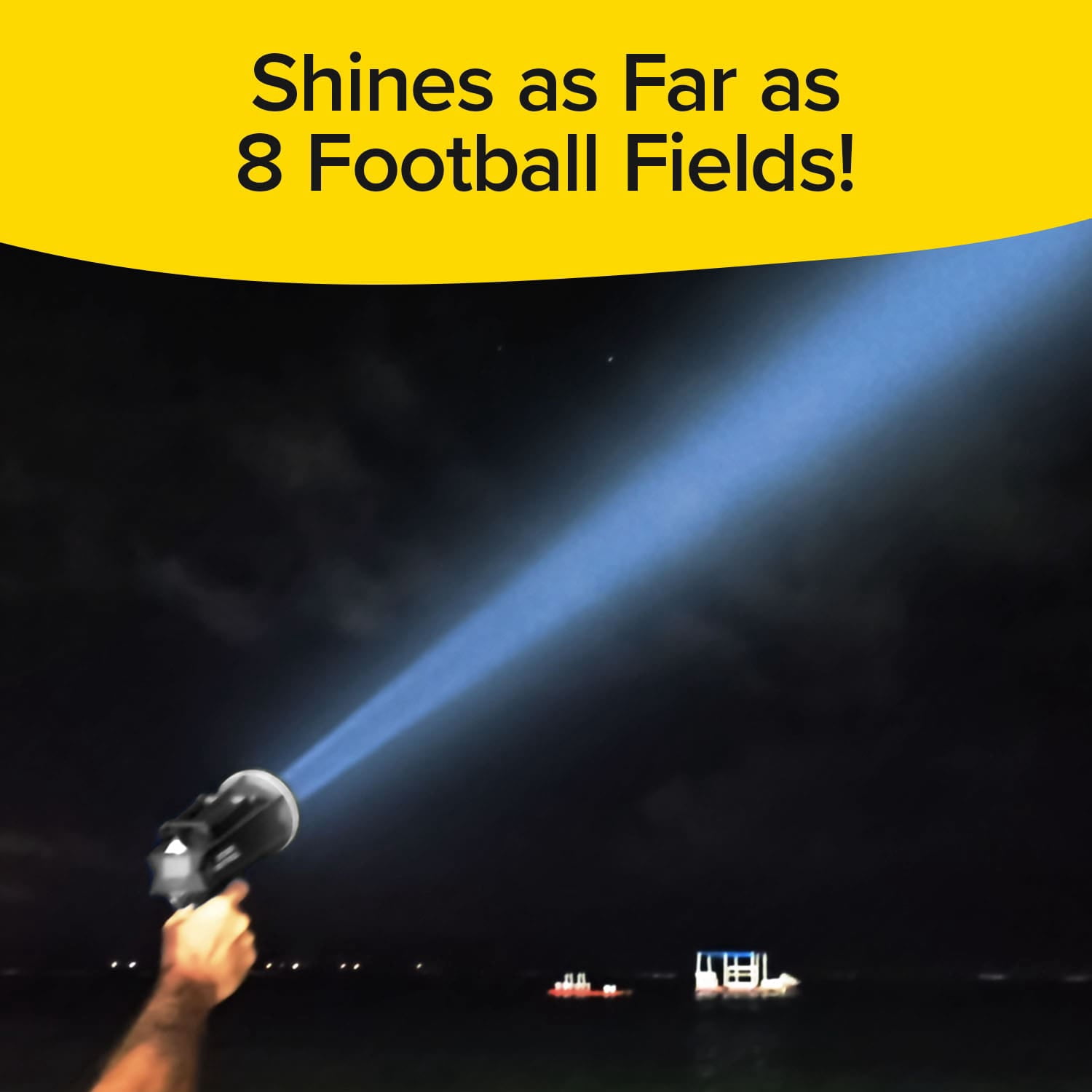 Star Patrol Platinum Mega-Bright Rechargeable Spotlight, AS SEEN ON TV, Tactical Flashlight, 10 Modes, Turbo Boost Up to 100%, Built-in Kickstand & Phone Charger, for Camping,Emergencies, 9 in, Black