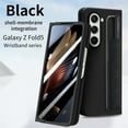thumbnail image 2 of Compatible with Samsung Galaxy Z Fold 5 Case with S Pen Holder & PU Leather Wristband, Full Body Protective Hard PC Lightweight Slim Case Cover for Samsung Galaxy Z Fold 5 2023, Black, 2 of 10