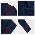 thumbnail image 4 of Suéter de Cuello en V para Hombre, Informal, de Punto , Ajustado, de Larga, para Otoño e Invierno. Azul Marino M, 4 of 6