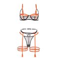 thumbnail image 4 of VISgogo Conjunto de lencería sexy de tres piezas para mujer, ropa interior naranja, bragas en forma de T y liguero VISgogo moda, 4 of 9