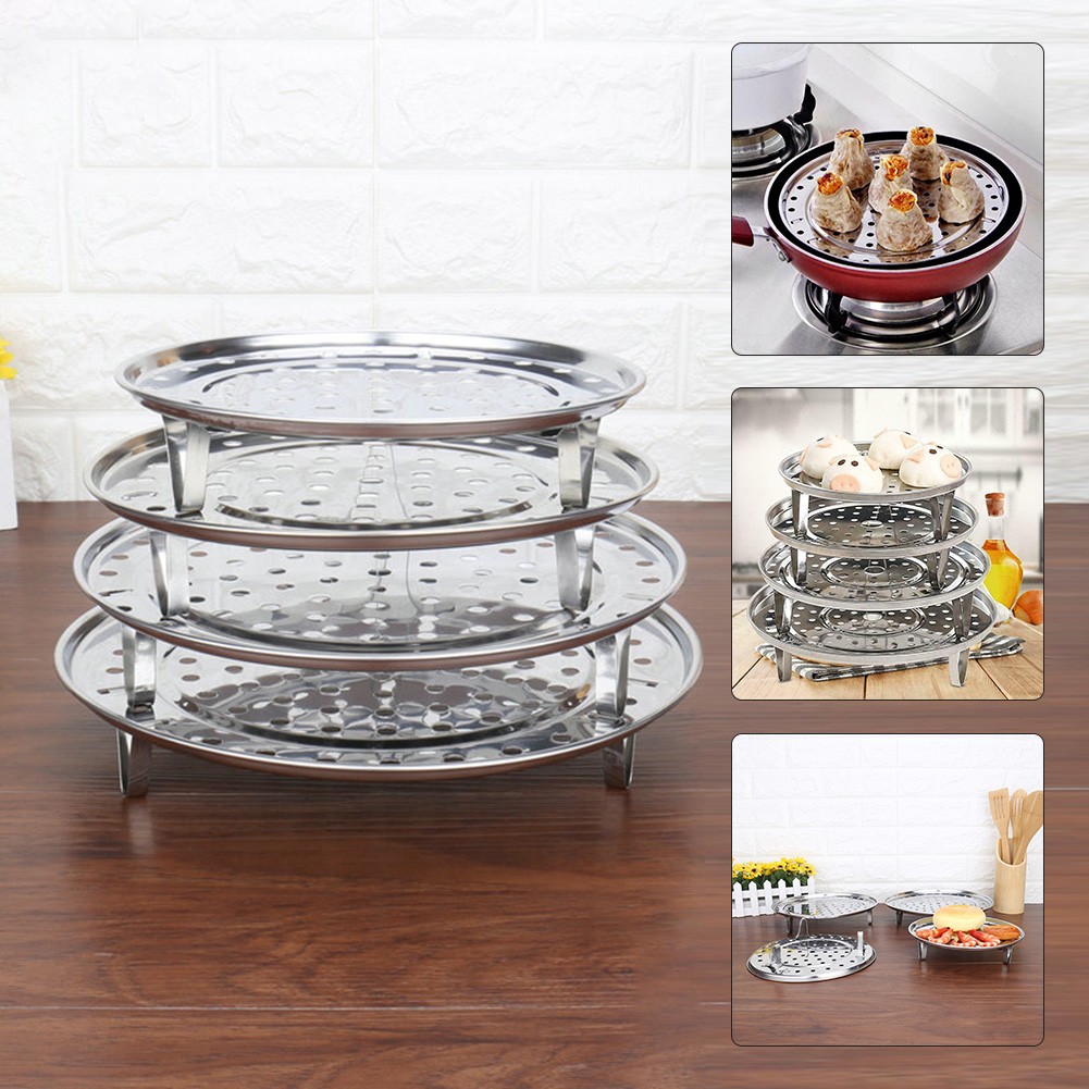 Lot De 3 Supports De Cuisson Vapeur En Inox - Diamètres 20, 22 Et 24 Cm - Pour Autocuiseur, Casserole - Base Amovible Stable