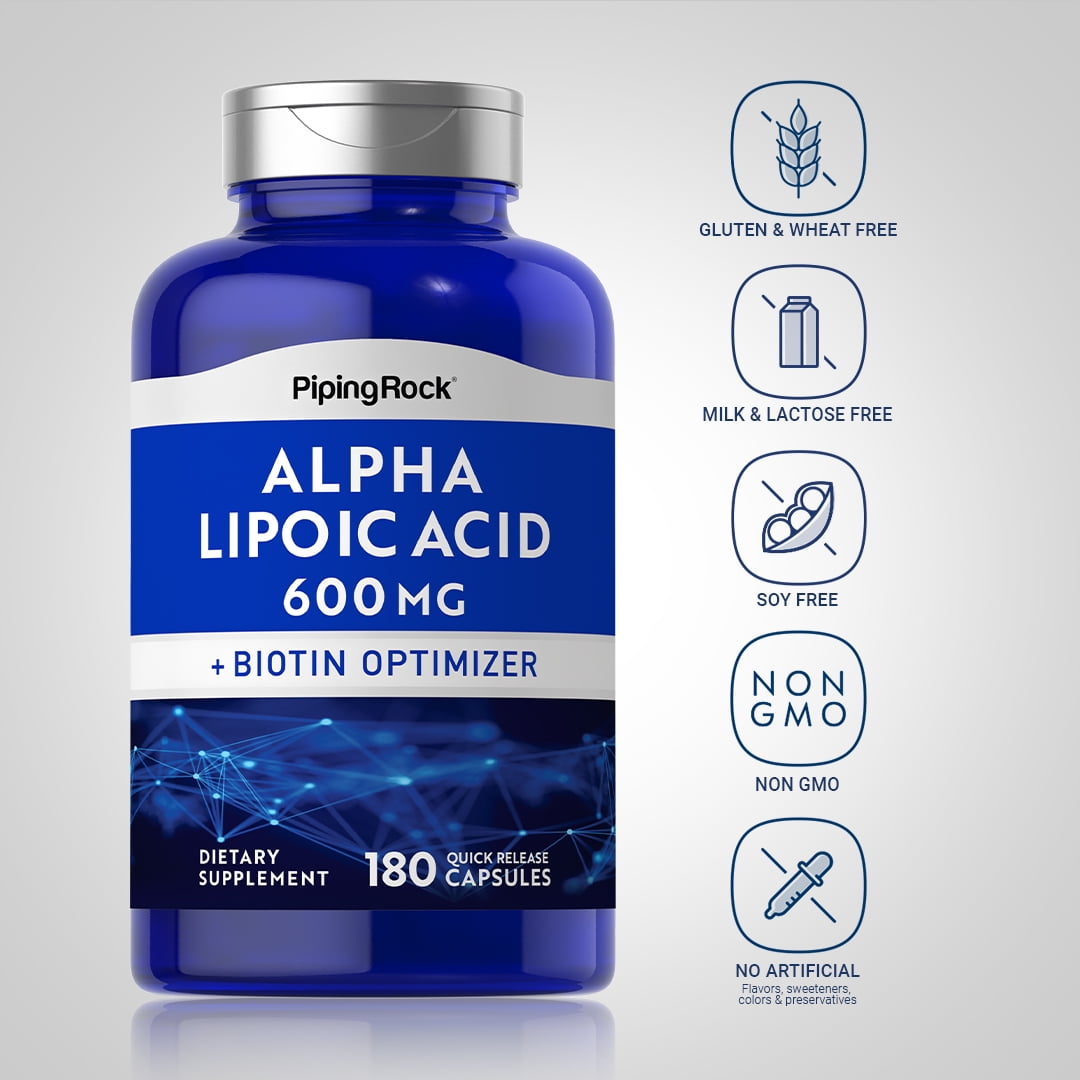 Alpha Lipoic Acid | 600 mg | 180 Capsules | With Biotin Optimizer | by Piping Rock