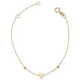 thumbnail image 1 of 14k Yellow Gold Heart And Bead Adjustable Baby Bracelet, 6.5", 1 of 1
