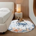 thumbnail image 3 of Oceans Marine Life Round Living Room Rugs 7 ft, Coastal Orange Blue Crabs Starfish Ombre Washable Area Rug with Non-Slip Sturdy Edge Binding Round Carpet for Kitchen Office Bedroom, 3 of 9
