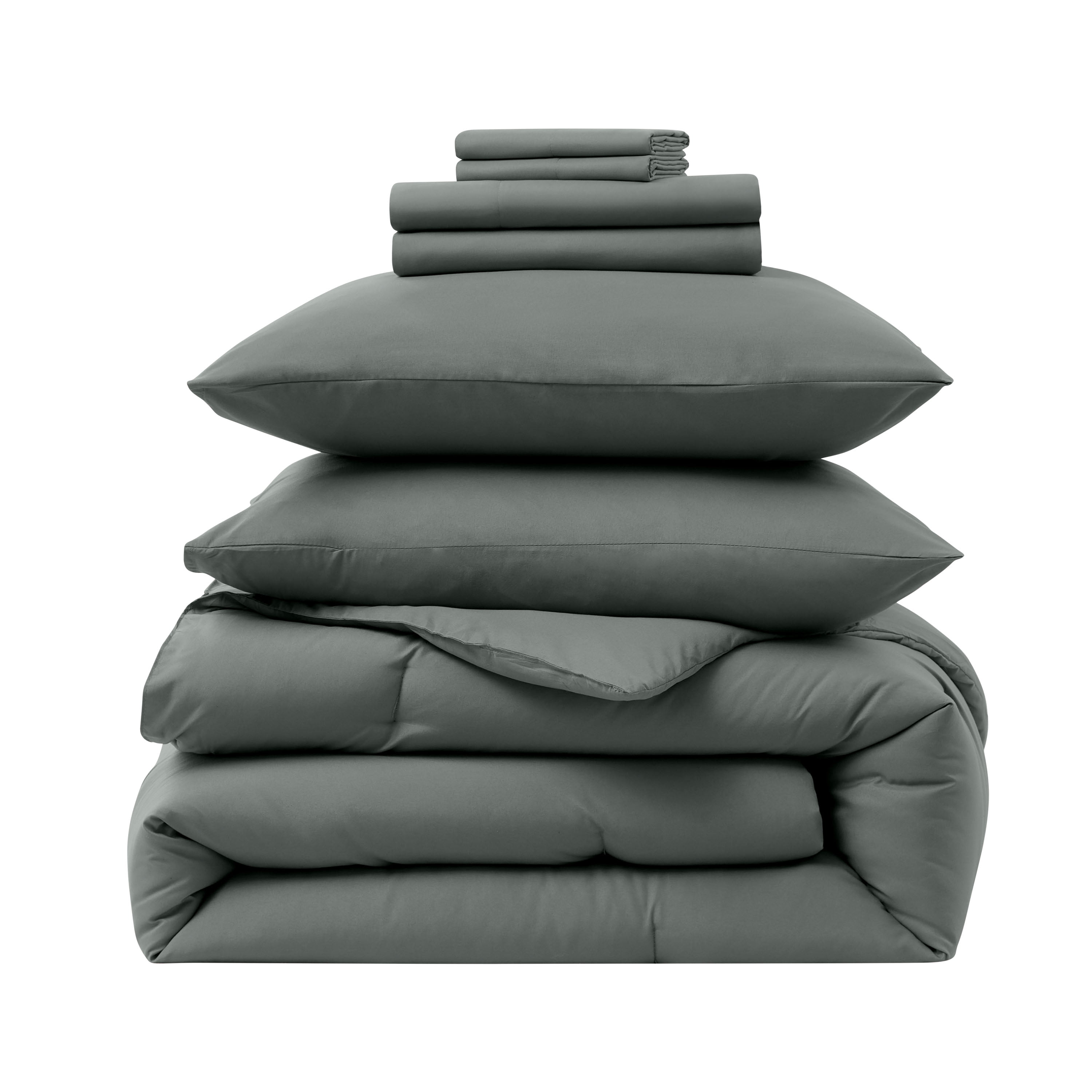 LammaLoe Queen Comforter Set, 7 Piece Bed in a Bag, Ultra Soft Bedding Comforter Set with Sheets, All Season Bed Set, Gentle Pine
