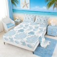 thumbnail image 2 of Manfei Coral Starfish Jellyfish Seashell Full Size Sheets for Kids Boys and Girls, Watercolor Blue White Bed Sheets 4-Piece, 1 Flat Sheet, 1 Fitted Sheet and 2 Pillowcases, 2 of 6