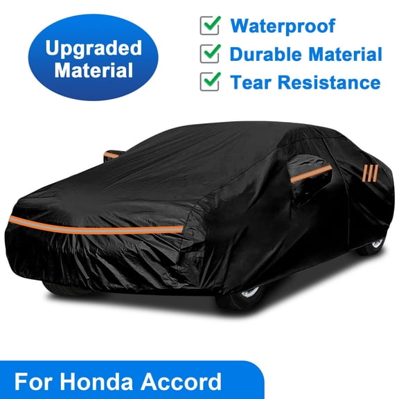 For Honda Accord Car Cover Waterproof Sedan Cover Outdoor Rain Dust Sun Protection All Weather Black