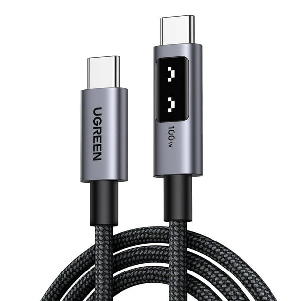 Cable USB C UGREEN 100W Negro Carga Rápida PPS para MacBook Pro, iPad, Galaxy, Pixel de 3M