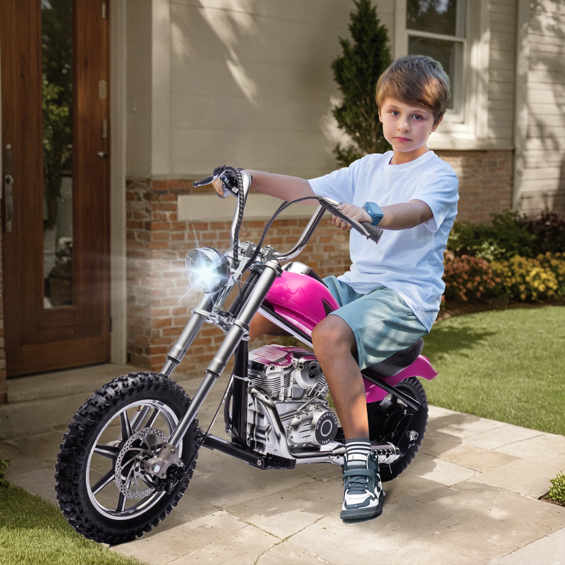 JoyWheels 36V Electric Dirt Bike, 350W Ride on Toy Motorcycle for kids,14mph, Pink