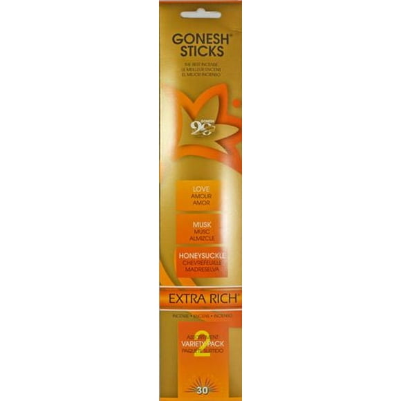 Bâtonnets d’encens Gonesh – Variété No. 2 (Amour, Musc, Chevrefeuille) Paq. de 30