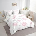 thumbnail image 3 of Manfei Merry Christmas Kids Bedding Comforter Set 7pcs, Cute Pink Snowflake Queen Bedding Sets, Fairy Tale Theme Reversible Queen Sheet Sets, Lightweight Room Decor, 3 of 7