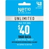 NET10 Wireless $40 Unlimited 30-Day Plan Direct Top Up