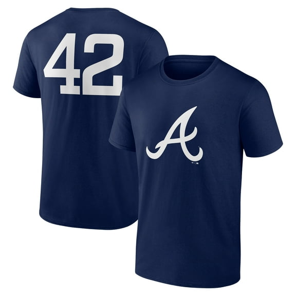 Men's Navy Atlanta Braves Jackie Robinson Day Name & Number T-Shirt
