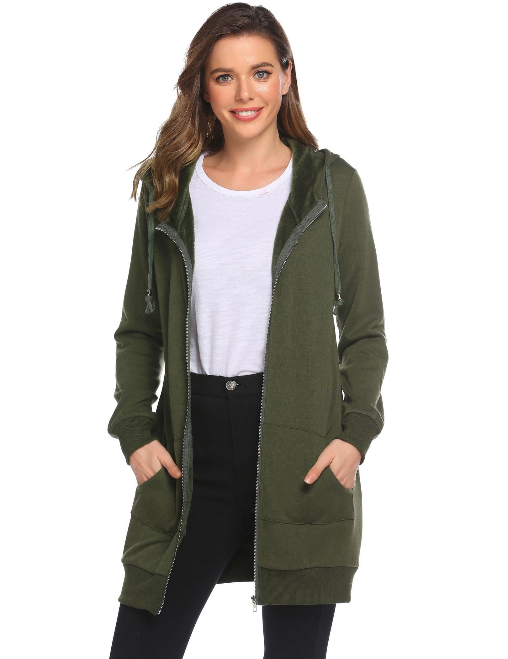 Zeagoo Women's Zip Up Hoodies Long Sleeve Fall Fleece Jacket Casual Oversized Tunic Hooded Sweatshirt With Pockets Winter Coats