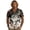 Cat Clouds Plum Blossom, variant on Koi Fish Sea Wave Print Men's Summer Linen Shirt, Cuban Collar Short Sleeve Breathable Casual Beach Button Down Shirts, Large