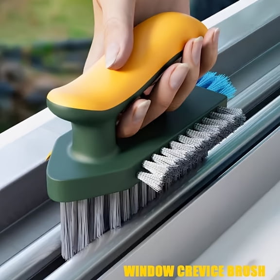2-in-1 Handheld Crevice Cleaning Brush, Multi-Functional Scrub Tool for Window Tracks, Stoves & Sliding Doors