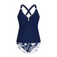 thumbnail image 6 of Mifsaly Women's Tankini Swimsuits Tropical Print V Neck Tummy Control Bathing Suits Crisscross Back Adjustable Straps Modest Swimwear Summer Beach Holiday 2 Piece Swimsuit S, 6 of 8
