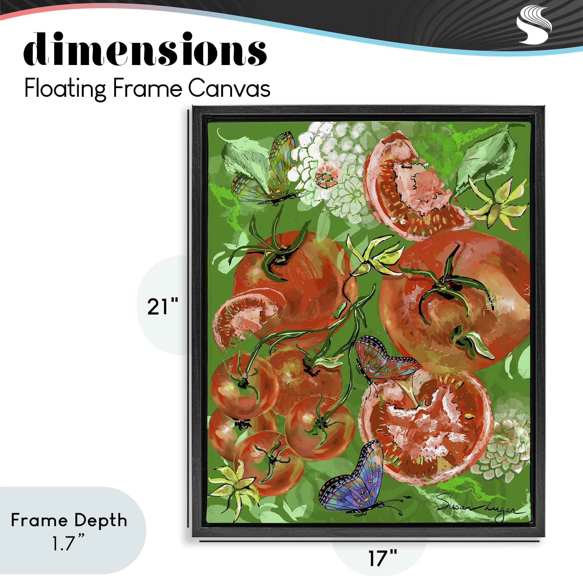 Stupell Industries Tomatoes Swirl Collage Black Framed Floater Canvas Wall Art, design by Susan Lugar
