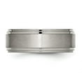 thumbnail image 3 of Chisel Titanium Brushed Center 8mm Double Step Ridged Edge Band, 3 of 7