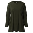 thumbnail image 2 of XVJRHAK Oversized T Shirt Womens Crew Neck Long Sleeve Top T Shirt Long Top Solid Color T Shirt With Pockets Women Tops(Green,XXXXL), 2 of 5