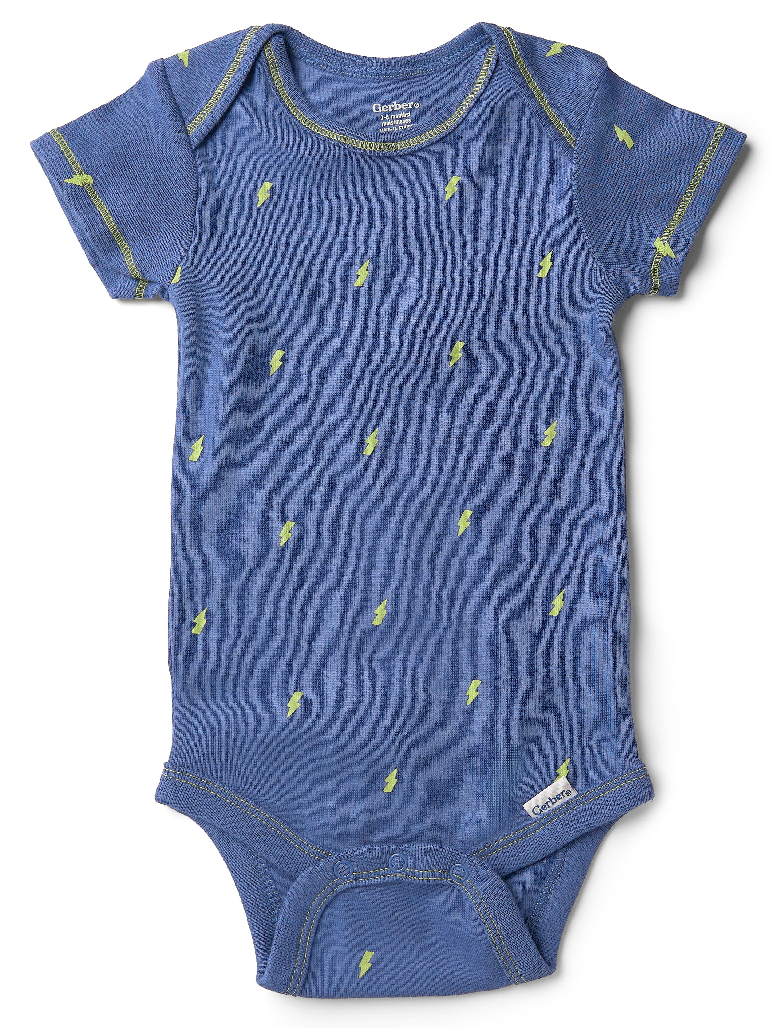 Gerber Baby Boy Short Sleeve Cotton Onesies, 2-Pack, Sizes Newborn - 12 Months