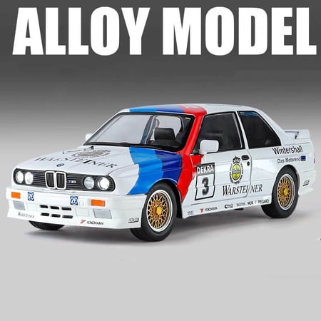 1:24 BMW M3 E30 1987 DTM Alloy Car Model Sound and Light Pull Back Children's Toy Collectibles Birthday gift