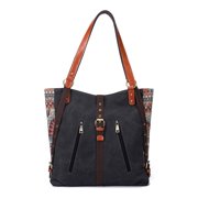 Women Canvas Flower Crossbody Shoulder Bag Travel Backpack Tote Handbag Vintage