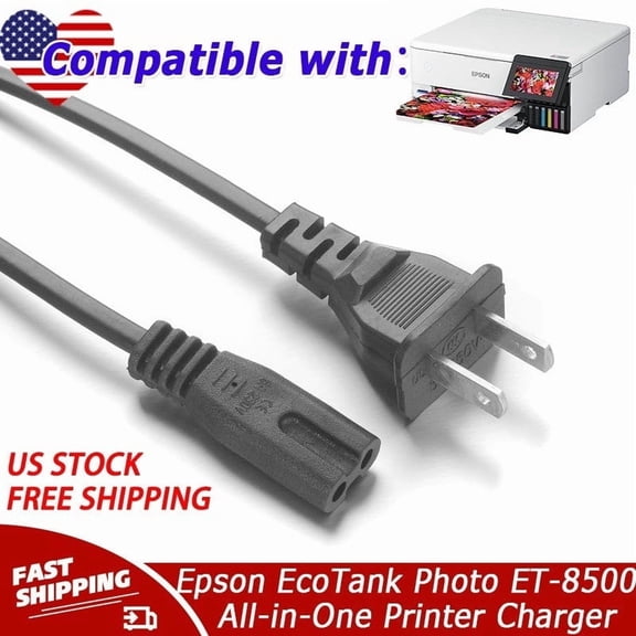 AC Power Cord Cable Compatible with Epson EcoTank Photo ET-8500 ET-8550 All-in-One Printer