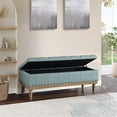thumbnail image 3 of Landis Storage Bench in Sea Blue Fabric and Brushed Legs, 3 of 12
