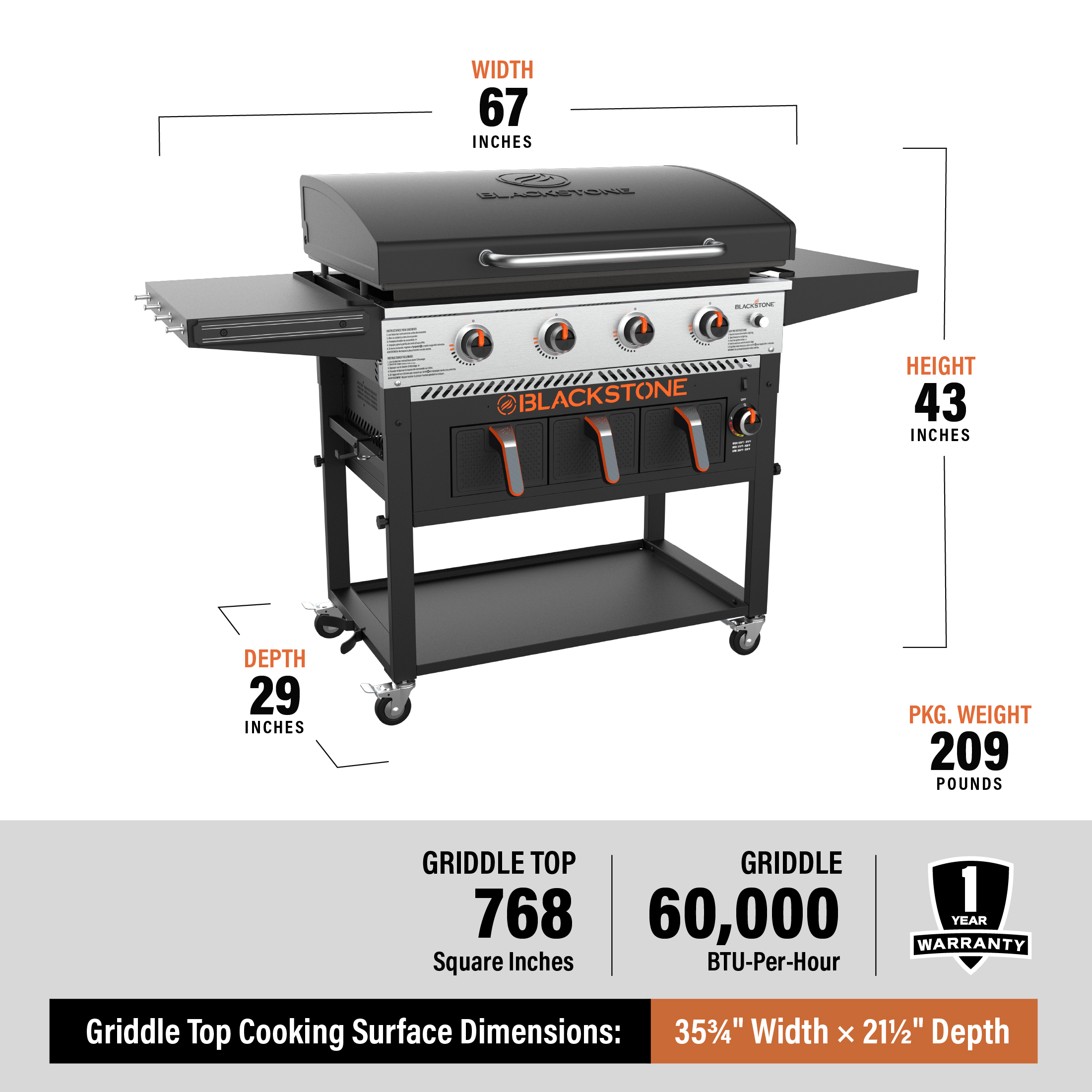 Blackstone 4-Burner 36" Propane Griddle with Air Fryer and Hood - image 6 of 23