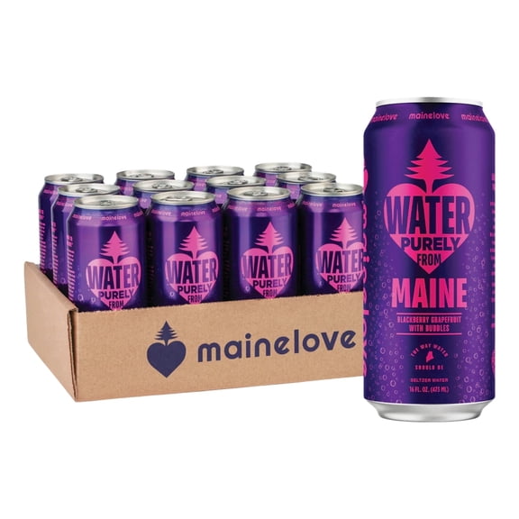 Mainelove Blackberry Grapefruit Seltzer Water, 16 fl oz, 12 Pack Cans