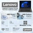 thumbnail image 2 of Lenovo V15 Business Laptop, 15.6" FHD, AMD Ryzen 7 7730U, 16GB RAM, 512GB SSD, Wi-Fi 6, Win 11 Pro, 2 of 6