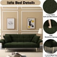 thumbnail image 2 of Green futon sofa bed, breathable teddy velvet - Ideal for studios, making the most of limited space, 2 of 6