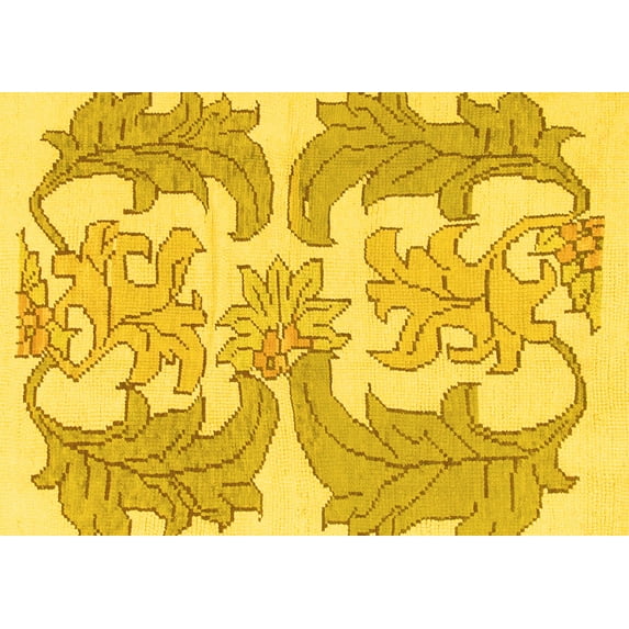Ahgly Company Indoor Rectangle Abstract Yellow Modern Area Rugs, 3' x 5'
