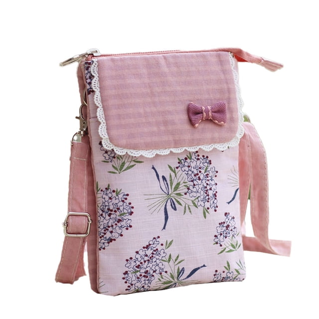 Cartera pequeña de lona para teléfono Cartera hecha a mano Linda cartera para teléfono Messenger Adepaton BST3000407-1