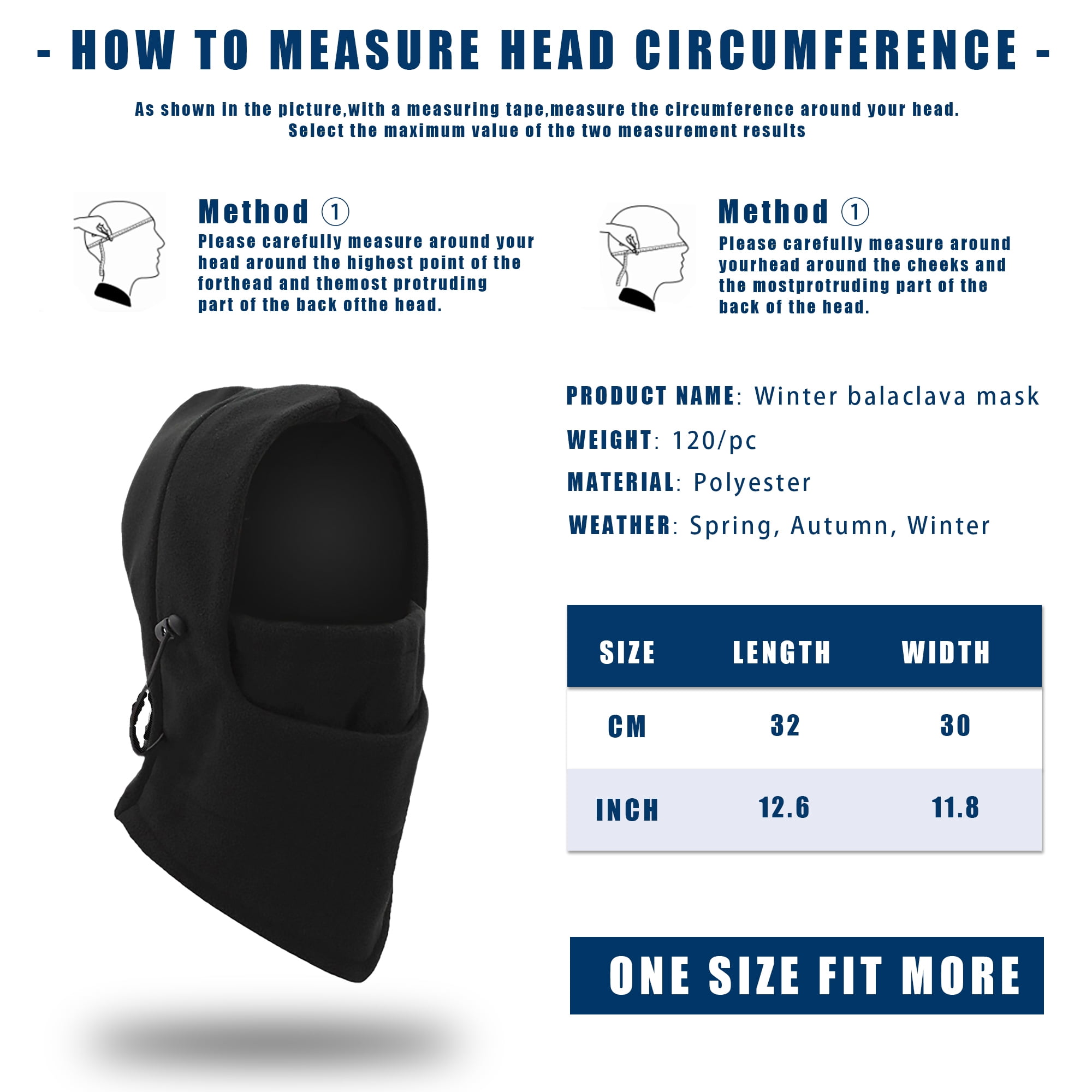 Balaclava Blue Ski Mask for Men Women Cycling Skiing Hunting Masks Black