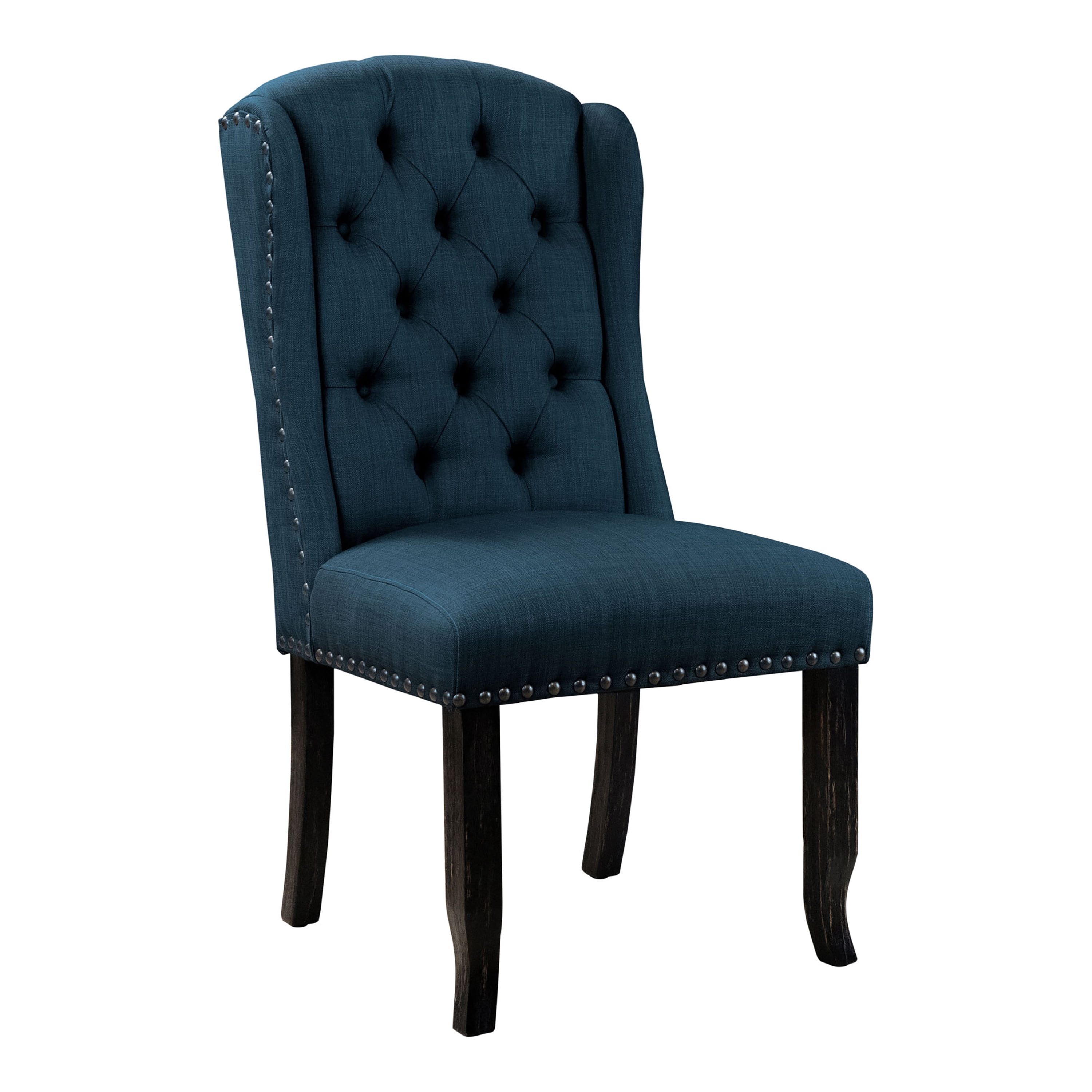 Furniture of America Freiden Tufted Nailhead Fabric Blue Side Chairs (Set of 2)