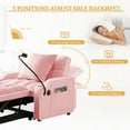 thumbnail image 3 of Lunale 4-in-1 Convertible Sleeper Chair Bed with Charge Ports & Phone Stand, Pink Velvet, 3 of 10