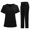 Black, variant on Scrub Sets for Women 2 Piece Wide Leg Casual Short Sleeve Tops and Long Pants Sets