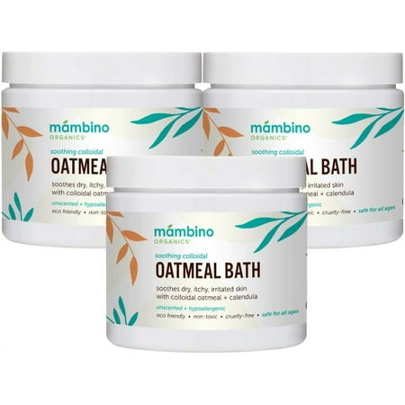Organic Colloidal Oatmeal Bath Soak – 3-Pack Oatmeal Powder for Dry, Irritated, Itchy Skin Relief – Cruelty-Free, Vegan for Adults Bath, Kids Bath, Baby Bath by Mambino Organics