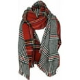 thumbnail image 2 of Cejon Scholaraly Double-Plaid Reversible Blanket Scarf, Red, 2 of 3