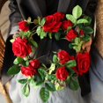 thumbnail image 2 of Paquete de 2 coronas artificiales de vid de rosa, planta de hiedra rosa, 5.9 pies, adecuada for decoración de boda, hogar, fiesta, jardín, un paquete (rojo), 2 of 5
