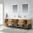 thumbnail image 5 of Vinnova Alistair 84" White Stone Top Oak Double Vanity Black Frame w/o Mirror, 5 of 17