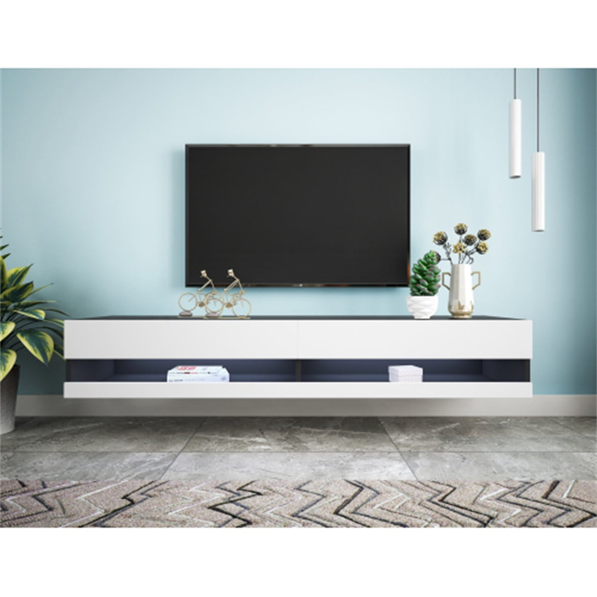 Details about   TV Stand White Floating Wall Mount Shelf Media Console Unit Entertainment Center 