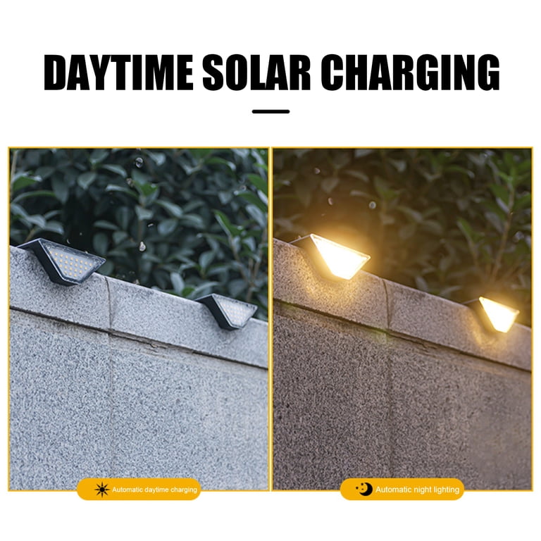 8-Pack Solar Step Lights Outdoor Waterproof IP65 – 24 LED Triangle Deck Lights For Garden, Patio, Stairs, Warm White 3000K Warm White Outdoor Lighting
