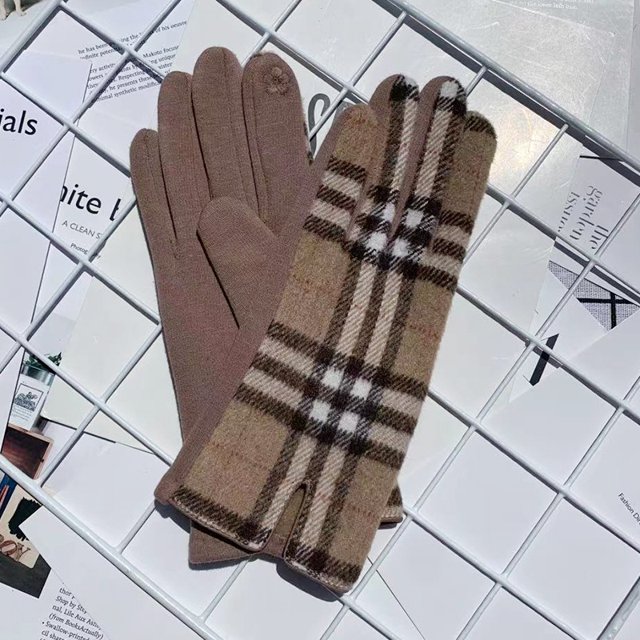 Guantes de montar de invierno para mujer, guantes de lana a cuadros, guantes cálidos para exteriores, guantes deportivos con pantalla táctil engrosados