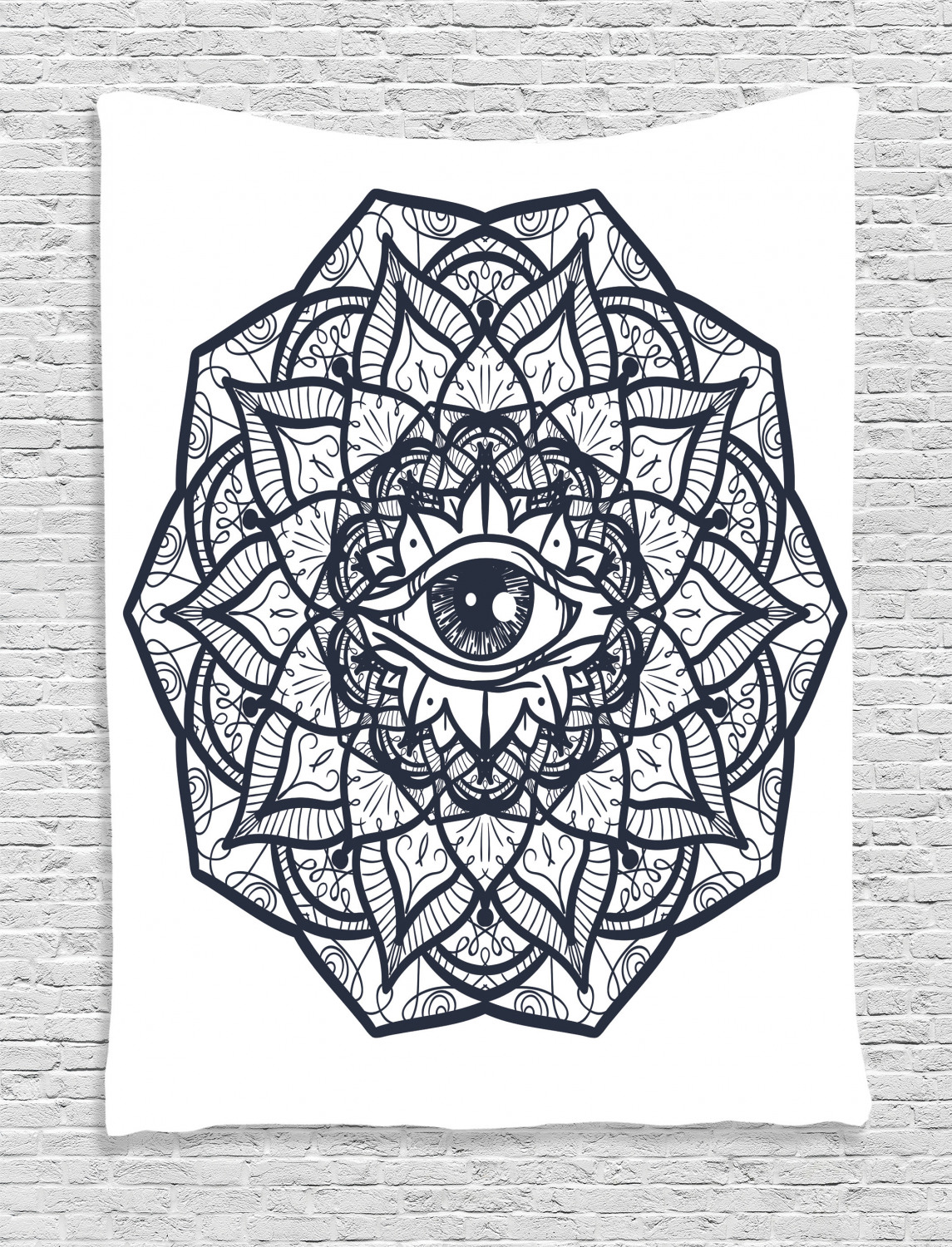 Occult Decor Tapestry, Ornamental Eye with Ethnic Mandala ...