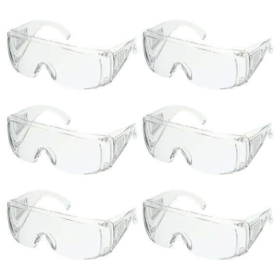 Uxcell Safety Glasses, Anti-Fog Goggles Protective Clear Vented Over Glasses Outdoor Eye Protection Goggles, 6 Pack