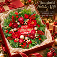 thumbnail image 6 of PINKPUII Artificial Red Peony Floral Christmas Wreath with Merry Christmas Sign, 24 Inch, Red, 6 of 9