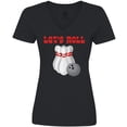 thumbnail image 3 of Inktastic Let's Roll Bowling Women's V-Neck T-Shirt, 3 of 5
